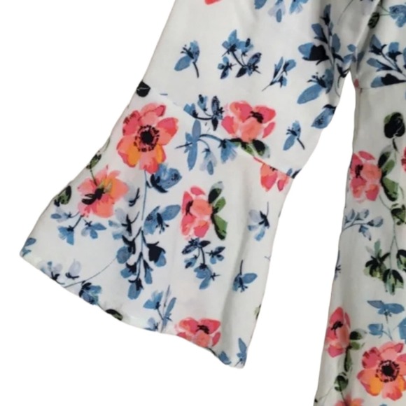 Loft Floral Tie Back Bell Sleeve Dress Size 8P - Picture 7 of 14